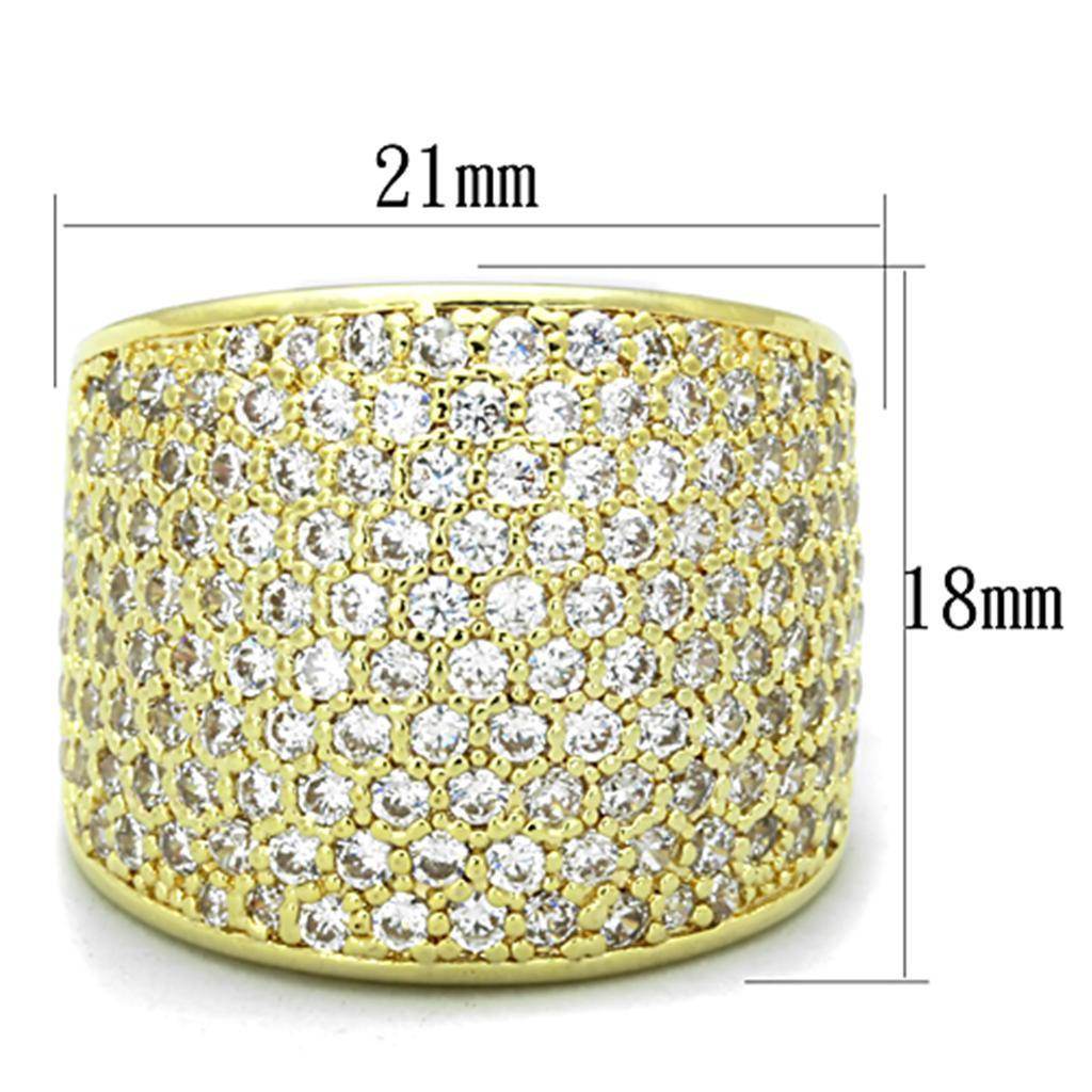 Stunning Statement Gold Ring with Sparkling Clear Crystals and Elegant Design