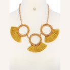 VacationGrabs statement necklace and earring set for women featuring golden tassels and beaded rings