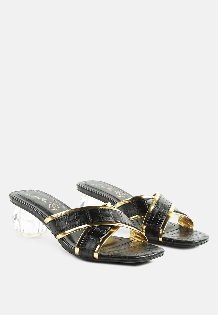 Sandales Stellar Gold Line à talon sculpté Croc