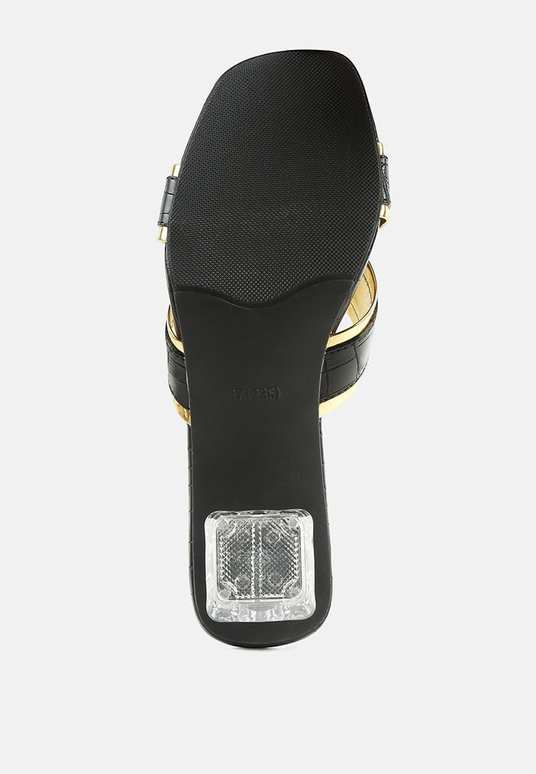 Sandales Stellar Gold Line à talon sculpté Croc