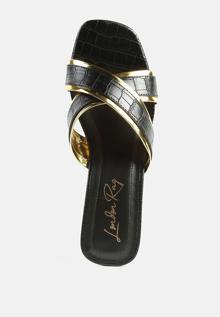 Sandales Stellar Gold Line à talon sculpté Croc