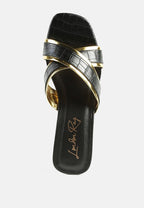 Sandales Stellar Gold Line à talon sculpté Croc
