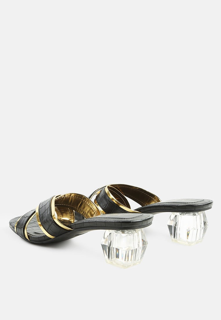 Sandales Stellar Gold Line à talon sculpté Croc