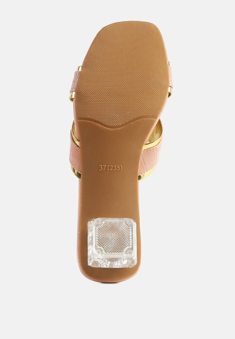 Sandales Stellar Gold Line à talon sculpté Croc