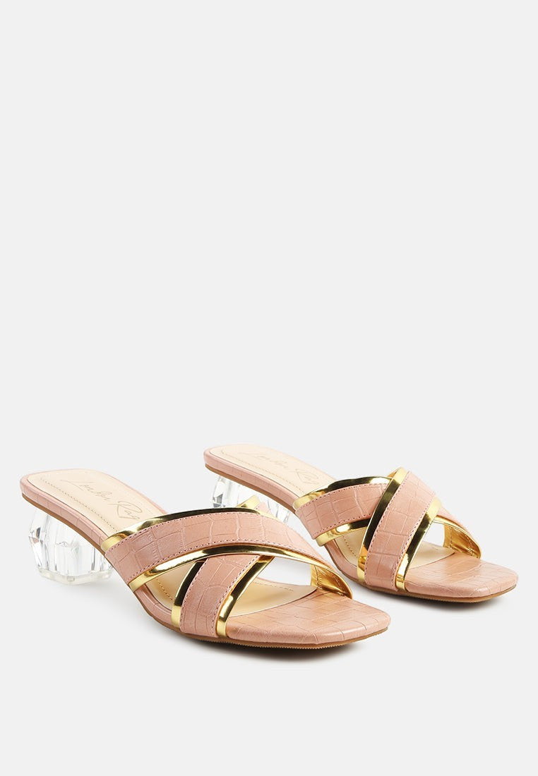 Sandales Stellar Gold Line à talon sculpté Croc