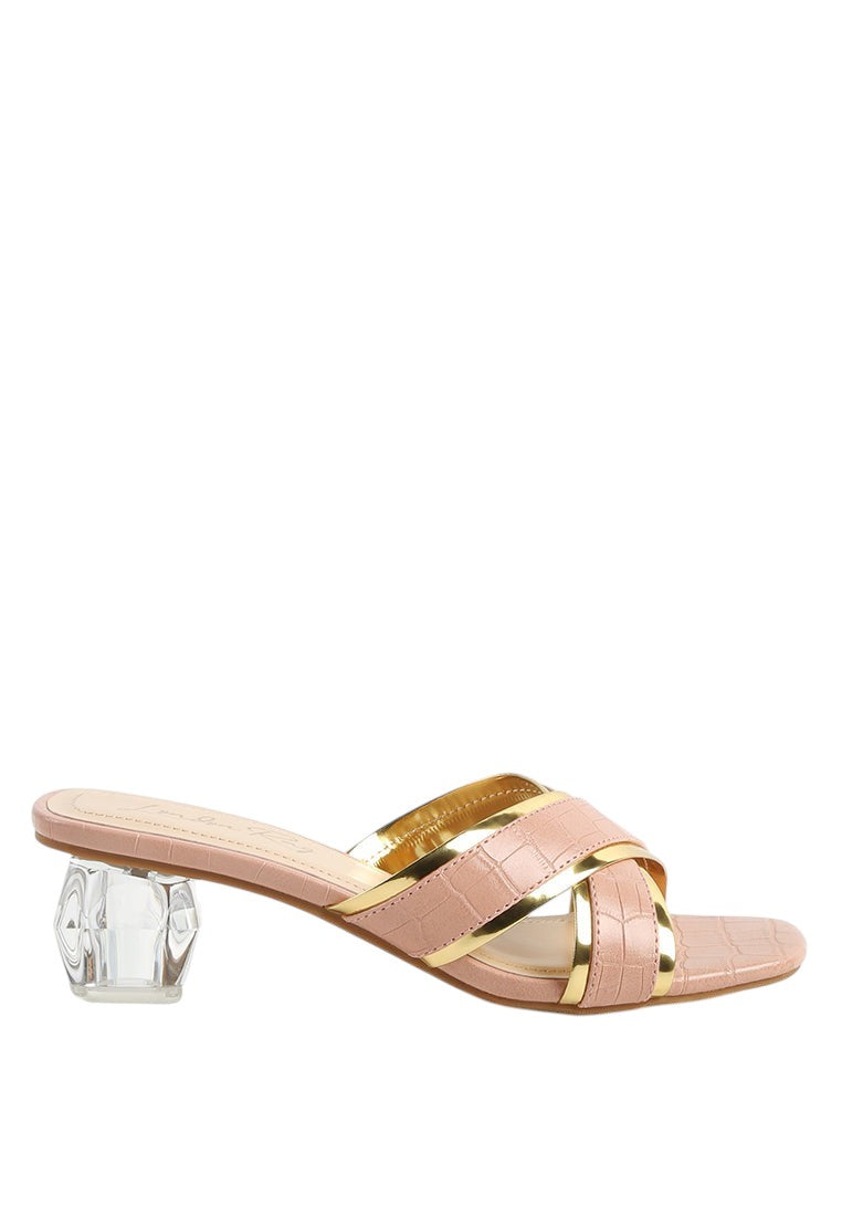 Sandales Stellar Gold Line à talon sculpté Croc