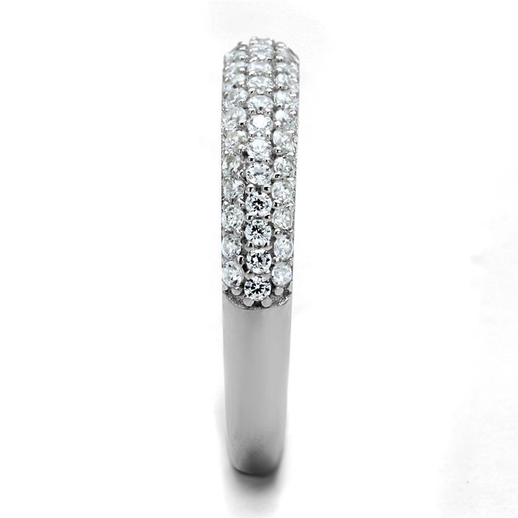 Stylish sterling silver band for women featuring a row of sparkling gemstones for an elegant look