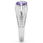 Sterling silver cocktail ring for women featuring a stunning purple gemstone and sparkling stones on the band