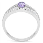 Sterling silver cocktail ring for women featuring a purple center stone and sparkling accents