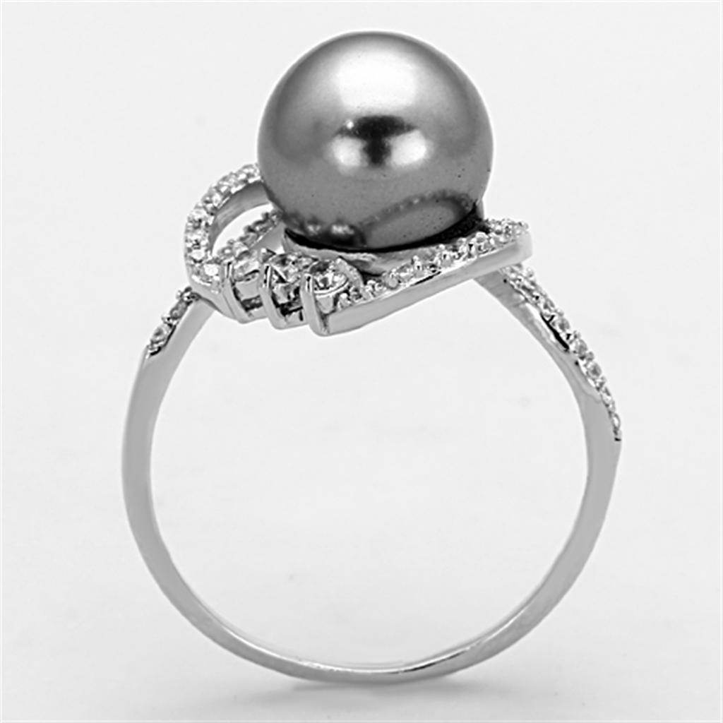VacationGrabs sterling silver cocktail ring with a large gray pearl and sparkling accents