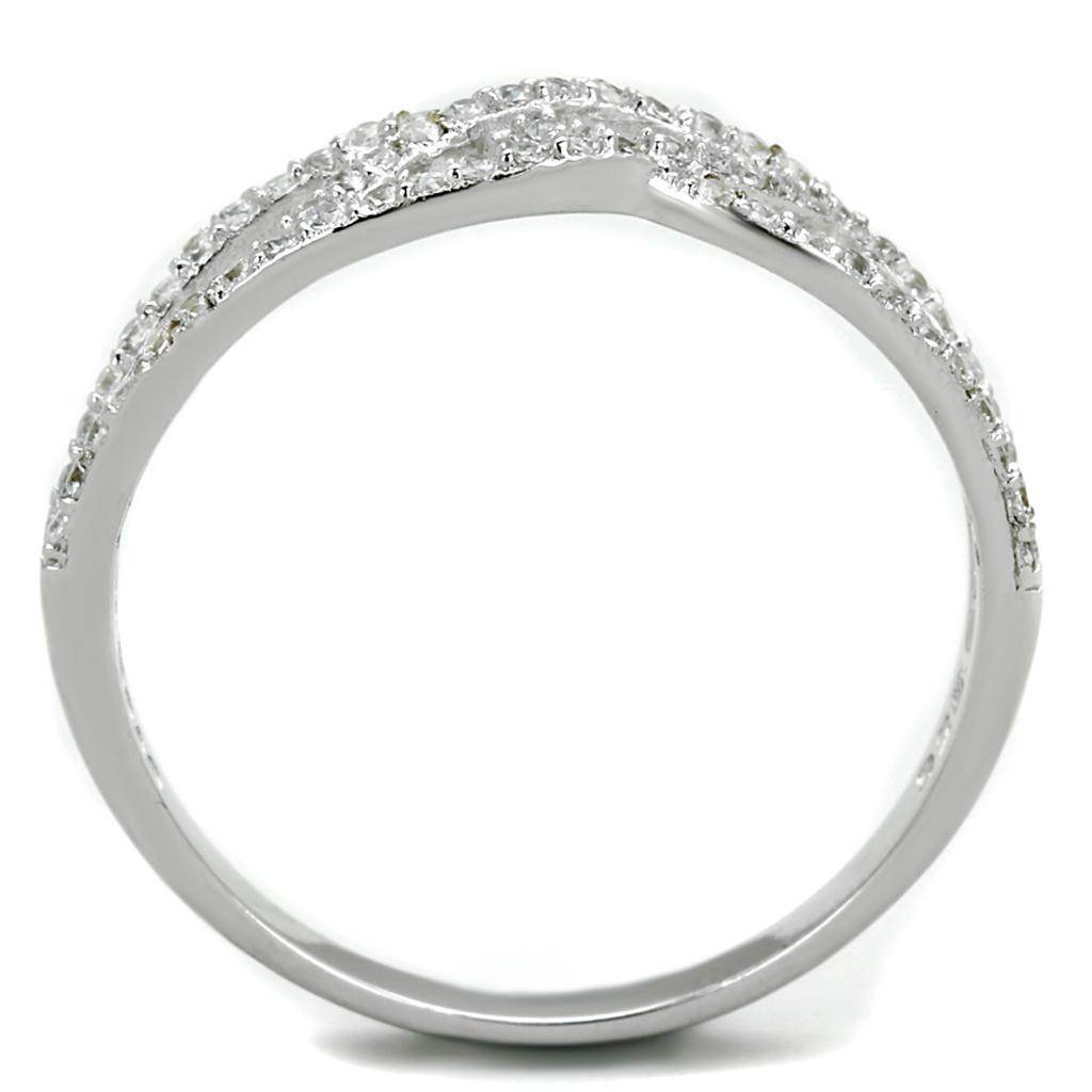 Sterling silver crossover ring for women with sparkling stones for elegant style
