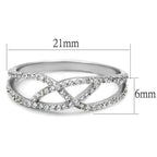 Sterling silver crossover ring for women featuring a sparkling design and elegant twist