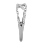 Sterling silver crossover ring for women featuring sparkling accents in a modern design