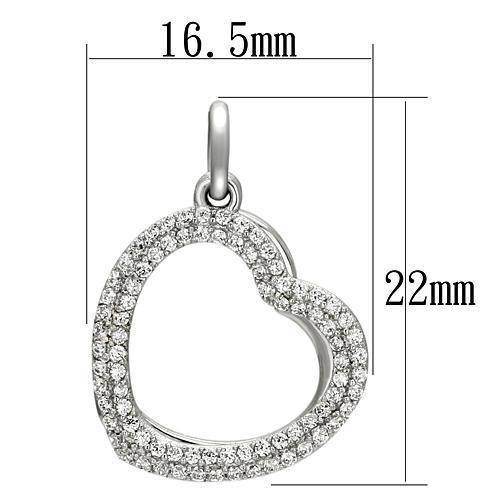 Sterling silver double heart pendant with sparkling stones and elegant design, perfect for any occasion