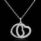 Sterling silver double heart pendant necklace with sparkling accents for elegant style
