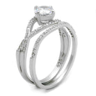 Elegant sterling silver engagement ring for women with sparkling center stone and intricate band design