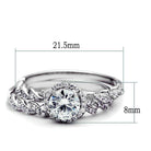 Sterling silver engagement ring for women featuring a sparkling central stone and a twisted band design