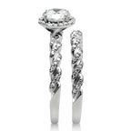 Sterling silver engagement ring for women with twisted band and sparkling center stone