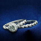 Elegant sterling silver engagement ring for women with a sparkling round diamond centerpiece
