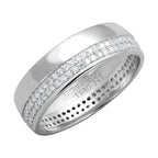 VacationGrabs sterling silver eternity band for women with a polished finish and sparkling details