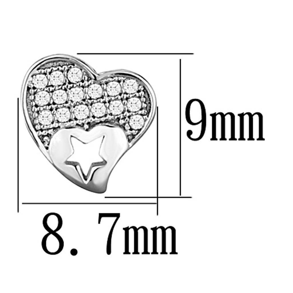 Sterling silver heart earrings for women featuring a star design and sparkling crystals