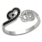 Sterling silver heart ring for women featuring black and white accents for a stylish look