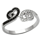 Sterling silver heart ring for women featuring black and white accents for a stylish look