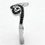 Elegant sterling silver heart ring for women with black gemstones for a stylish look