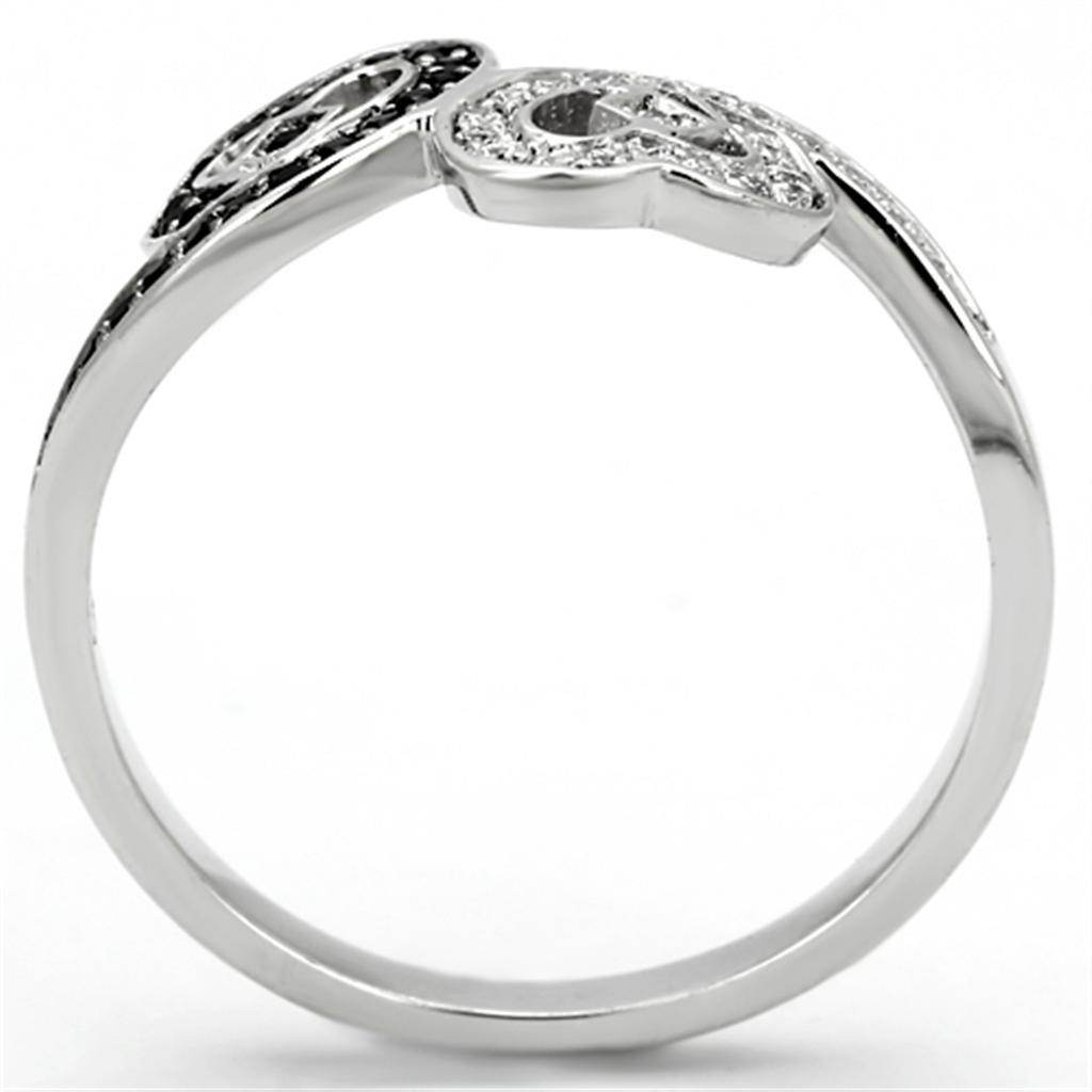 Sterling silver heart ring for women featuring intricate design and sparkling accents