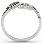 Sterling silver heart ring for women featuring intricate design and sparkling accents