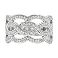 Sterling silver statement ring for women featuring an elegant wave design with sparkly accents