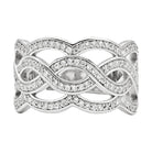 Sterling silver statement ring for women featuring an elegant wave design with sparkly accents