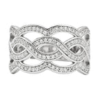 Sterling silver statement ring for women featuring an elegant wave design with sparkly accents