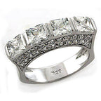 Sterling silver statement ring for women featuring a row of sparkling princess-cut stones