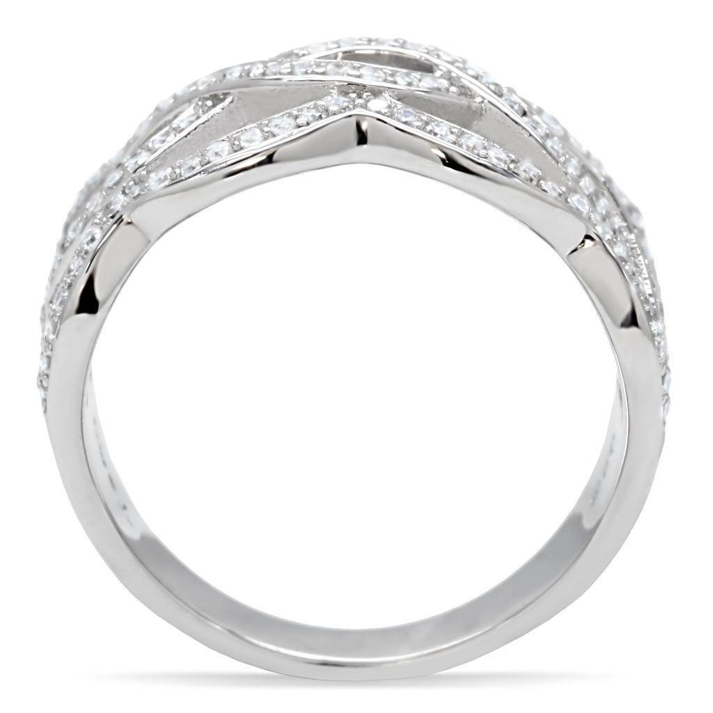 Sterling silver statement ring for women with a contemporary design and intricate detailing