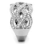 Stylish sterling silver statement ring for women featuring intricate twisted design with sparkling stones