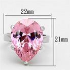 Sterling silver teardrop ring for women featuring a large pink gemstone and classic design