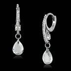Sterling silver vacation jewelry earrings with sparkling crystals and teardrop design