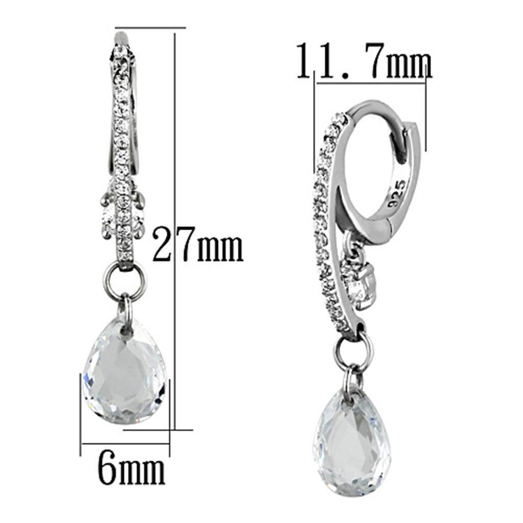 Sterling silver vacation jewelry earrings with sparkling clear gemstones and elegant design