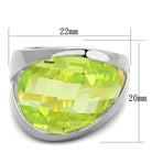 Sterling silver vacation jewelry ring featuring a large green gemstone with a modern design.