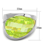 Sterling silver vacation jewelry ring featuring a large green gemstone with a modern design.