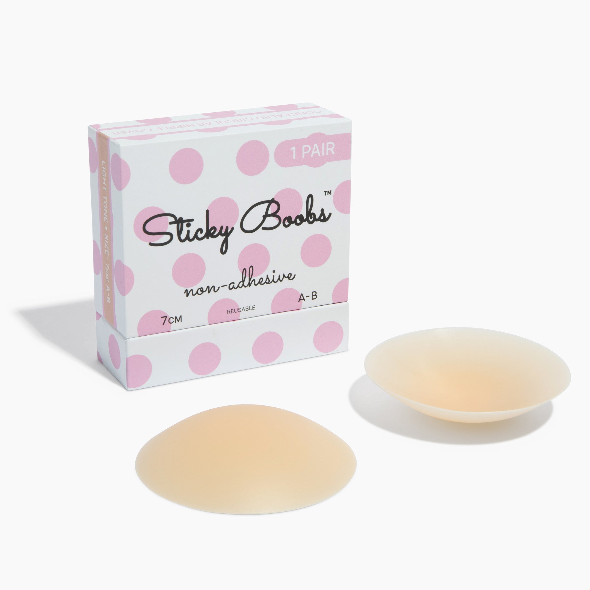 Sticky Boobs perfect fit non adhesive bra pads in a box for A-B cup sizes, designed for seamless support