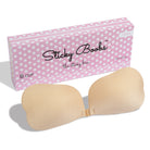 Sticky Boobs reusable adhesive bra for women in B cup with a smooth finish and convenient packaging