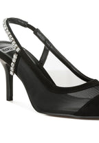 Rag Company black stiletto heel slingback sandals with rhinestone detail