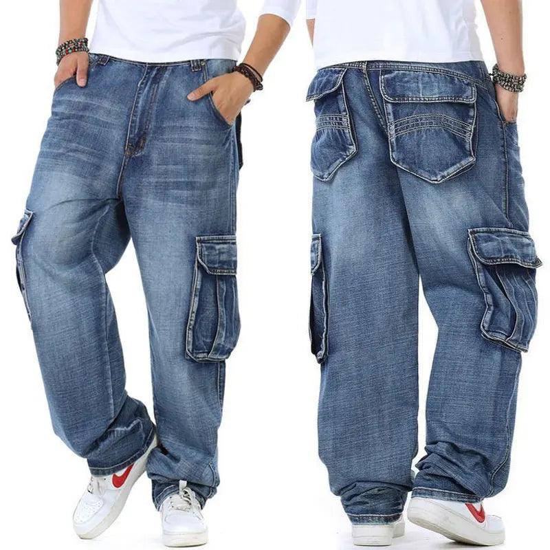 Men's Pants - Jeans Straight Cargo Pocket Baggy Jeans