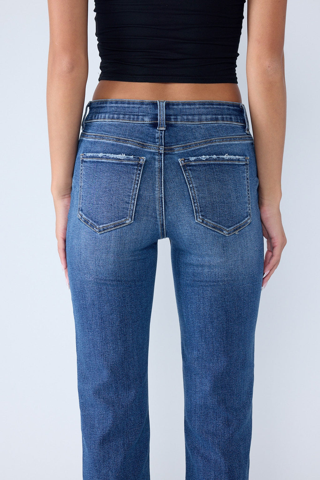 Women's straight leg blue jeans, casual wear, comfortable fit