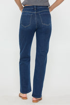 Women's straight leg blue jeans, classic fit for everyday wear
