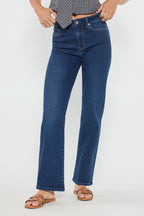 Women's straight leg blue jeans, classic denim for everyday wear