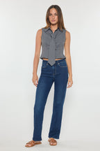 Women's straight leg blue jeans for casual everyday wear