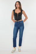 Women's straight leg blue jeans for casual everyday wear
